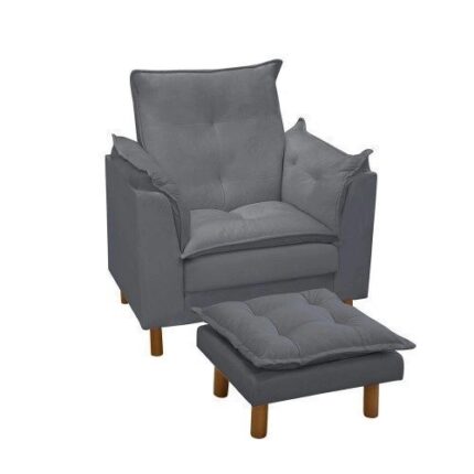 Poltrona De Amamentação Com Puff Isabella Bellamado Cor: cinza